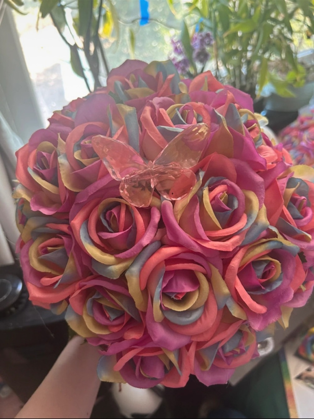 Rainbow rose bouquet